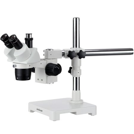 AMSCOPE 10X-20X-40X Trinocular Stereo Microscope on Single-Arm Boom Stand SW-3T24X